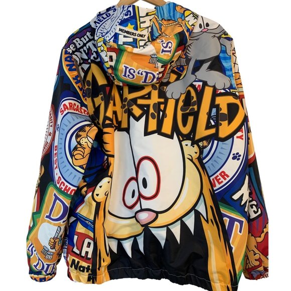 Garfield X Members Only Jacket Mesh Lining & Zip Closure Large Unisex 9042 - Picture 3 of 11